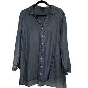 J. Jill Denim Chambray Button Down Tunic  L Large